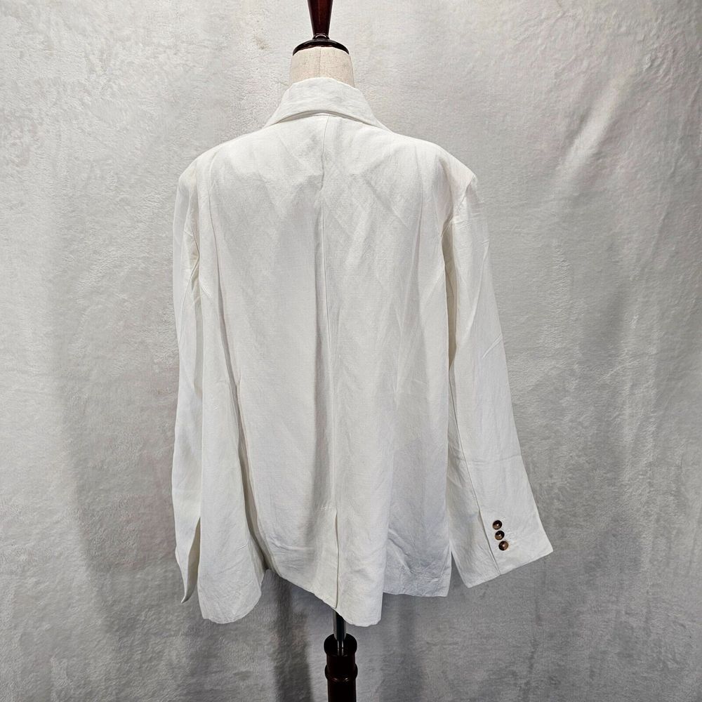 Jessica London Womans Lined Button Up Linen Blend Blazer White Plus SZ 22W NWOT - Picture 3 of 11